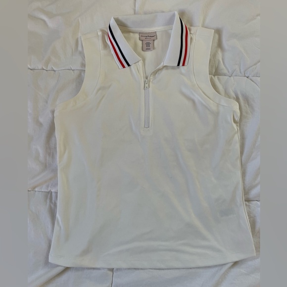 Tommy Bahama Active White Sleeveless Golf/Tennis Polo Shirt - Picture 1 of 4